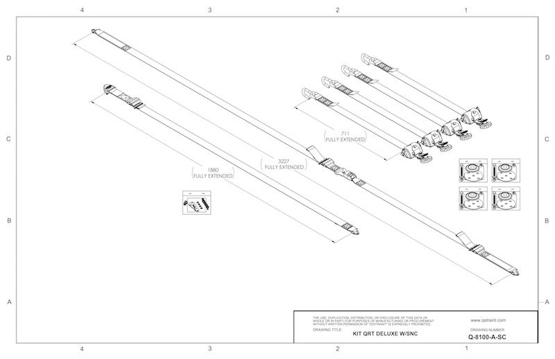 Q'Straint 4 QRT Deluxe Retractors with Slide 'N Click fittings and Manual Lap & Shoulder Belt | Q-8100-A-SC