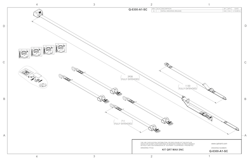 Q'Straint 4 QRT Max Retractors with Slide 'N Click fittings and Retractable Lap & Shoulder Belt Combo | Q-8300-A1-SC
