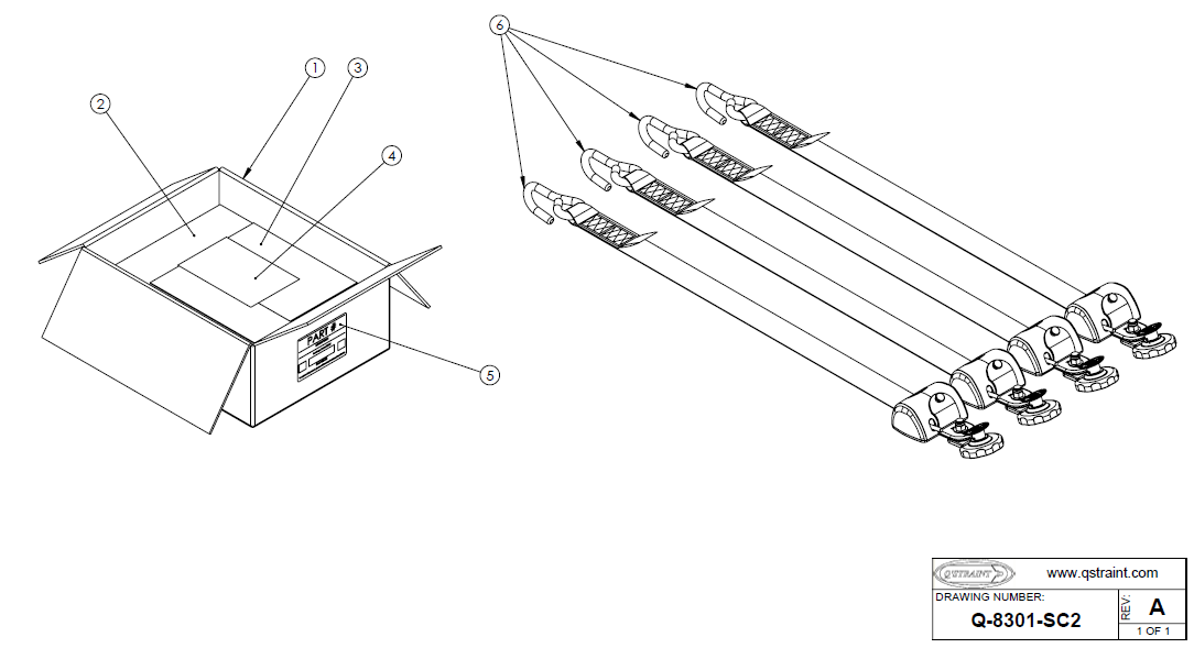 4 QRT Max Retractors with Slide 'N Click Fitting | Q-8301-SCA Q'Straint