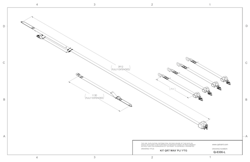 Q'Straint 4 QRT Max Retractors with L-Track fittings; Retractable Lap & Shoulder Belt with Retractable L-Track Height Adjuster | Q-8306-L Q'Straint