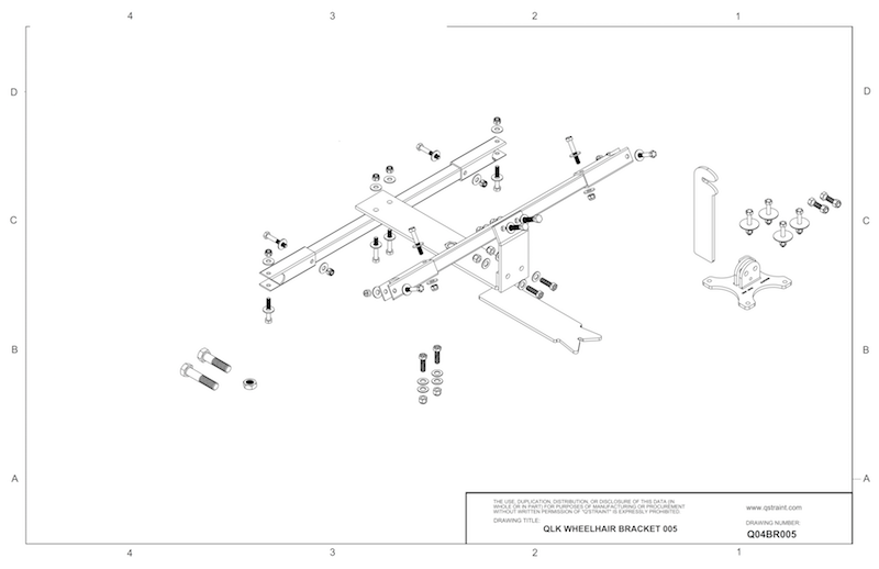 Q04BR005 q'straint qlk wheelchair docking system bracket