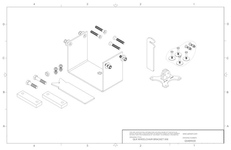 Q04BR008 q'straint qlk wheelchair docking system bracket