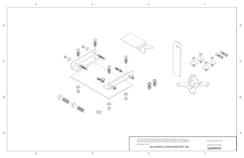 Q04BR009 q'straint qlk wheelchair docking system bracket