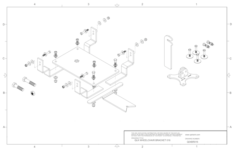 Q04BR016 q'straint qlk wheelchair docking system bracket