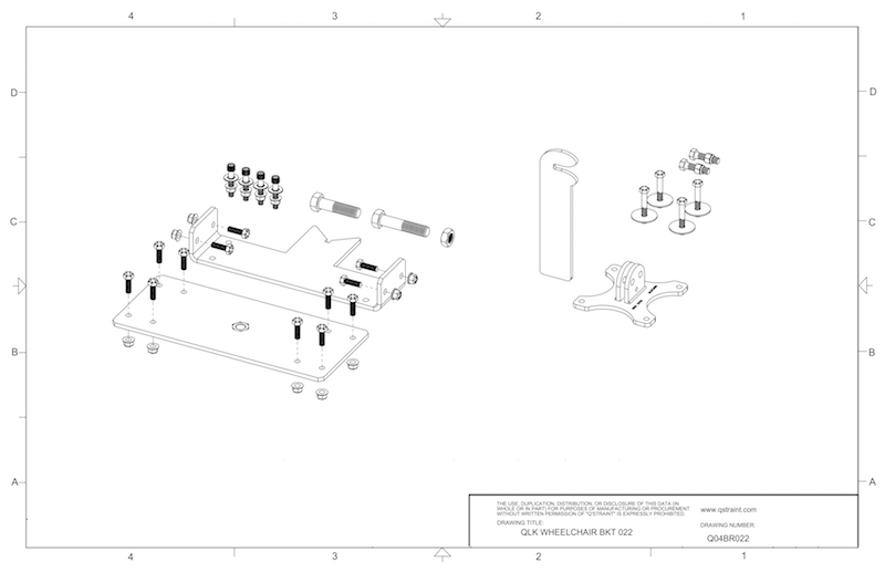 Q04BR019 q'straint qlk wheelchair docking system bracket
