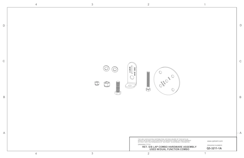 Q5-3211-1A | Retractable Lap/Shoulder Belt Combo Fixed Mounting Hardware Assembly wheelchairstrap.com
