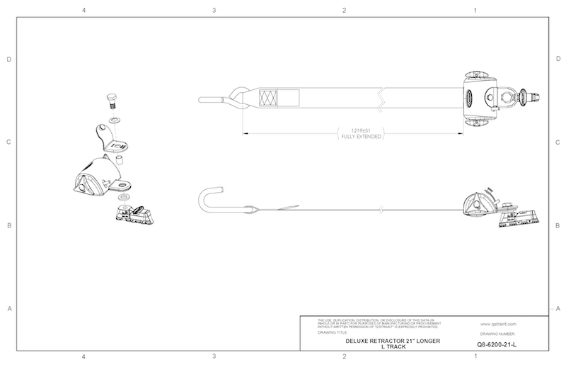 Q'straint Deluxe Retractor w/ Extra Length, 48" Long WheelchairStrap.com