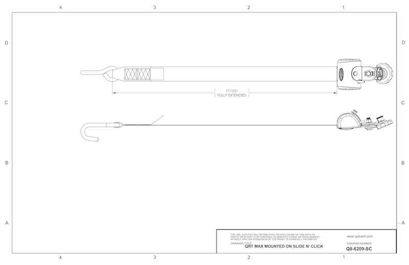 Automatic QRT Max Retractor (knobless) J Hook, Slide 'N Click Fitting | Q8-6209-SC Q'Straint