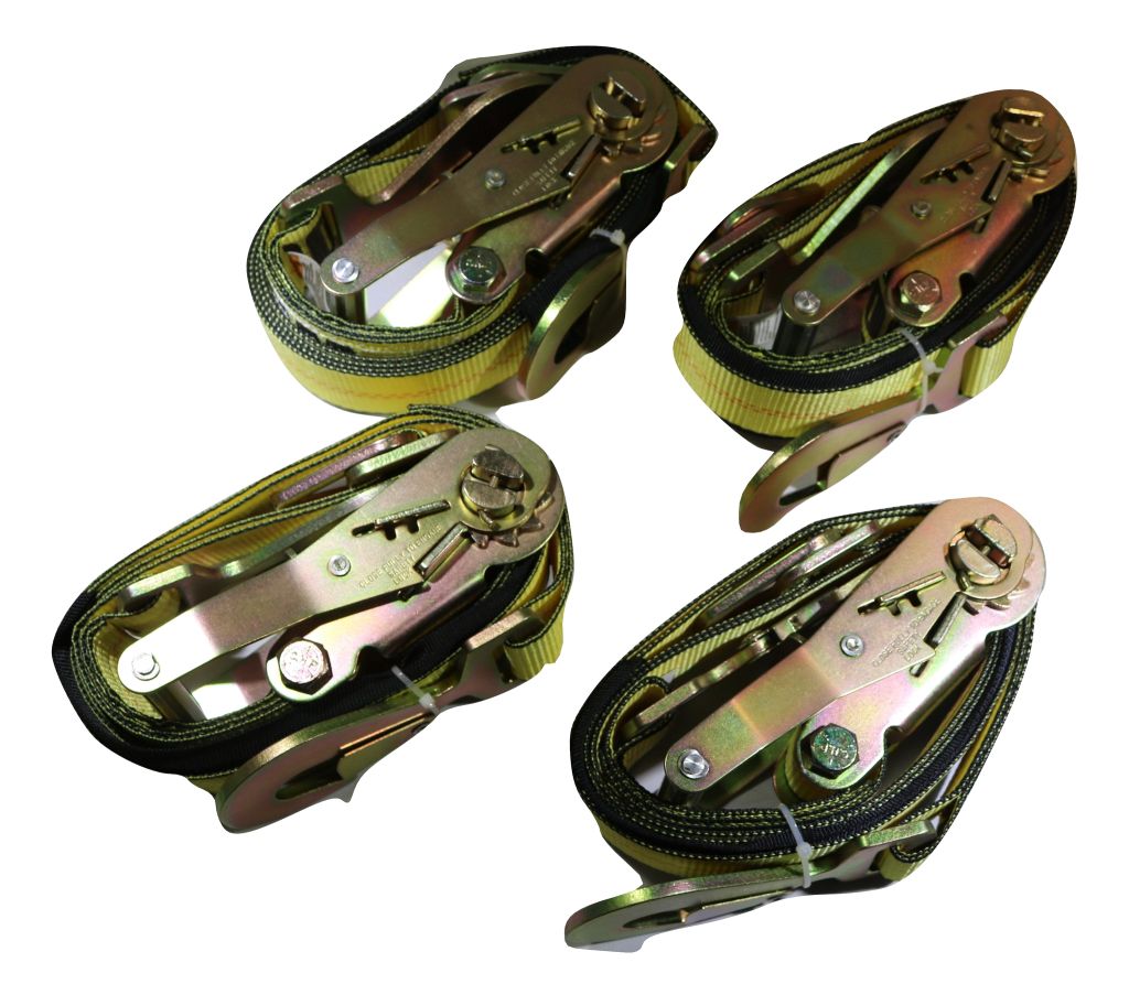 QTY 4 - 2" x 8 ft. Axle Wrap Auto Tie Down Ratchet Straps w/ Snap Hooks, YELLOW - ratchetstrap-com.myshopify.com