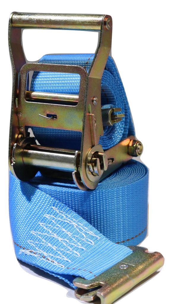 Heavy duty 50mm cam buckle straps blue with Double J hooks