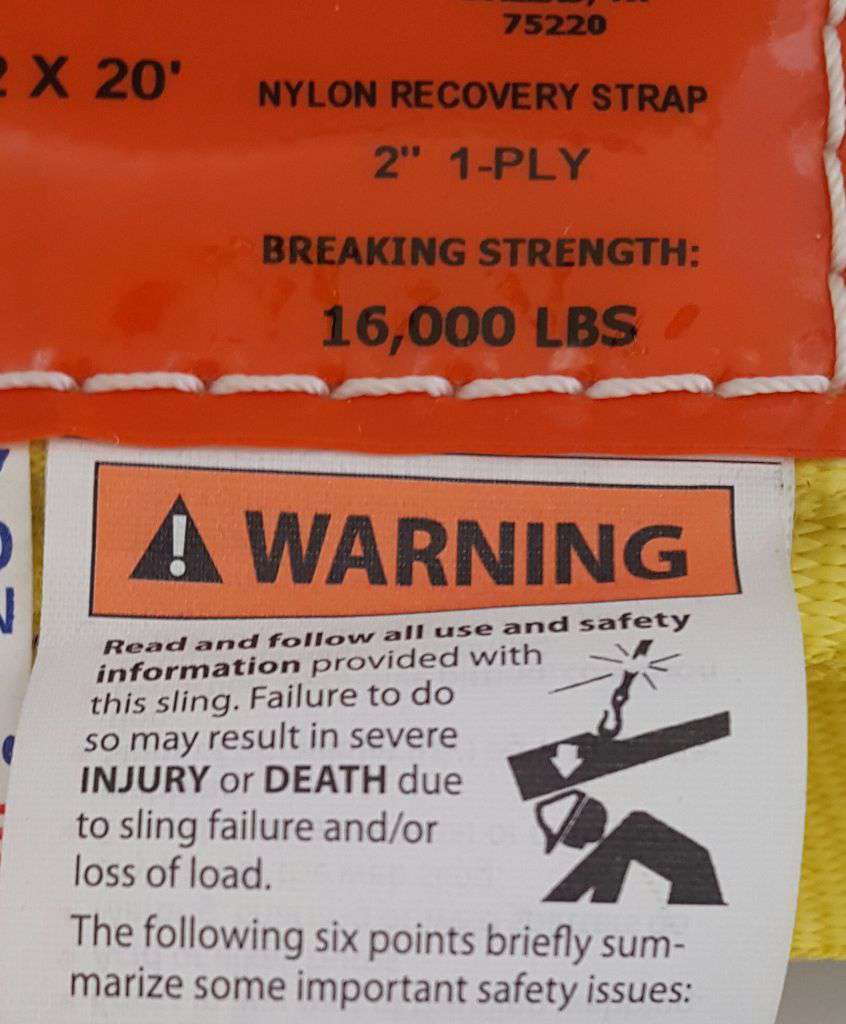 2" x 20 ft. Nylon Recovery Strap - RatchetStrap.com