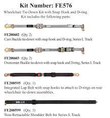 Manual Wheelchair Kit For L-Track With Snap Hook & D-Ring | FE576 - wheelchairstrap.com