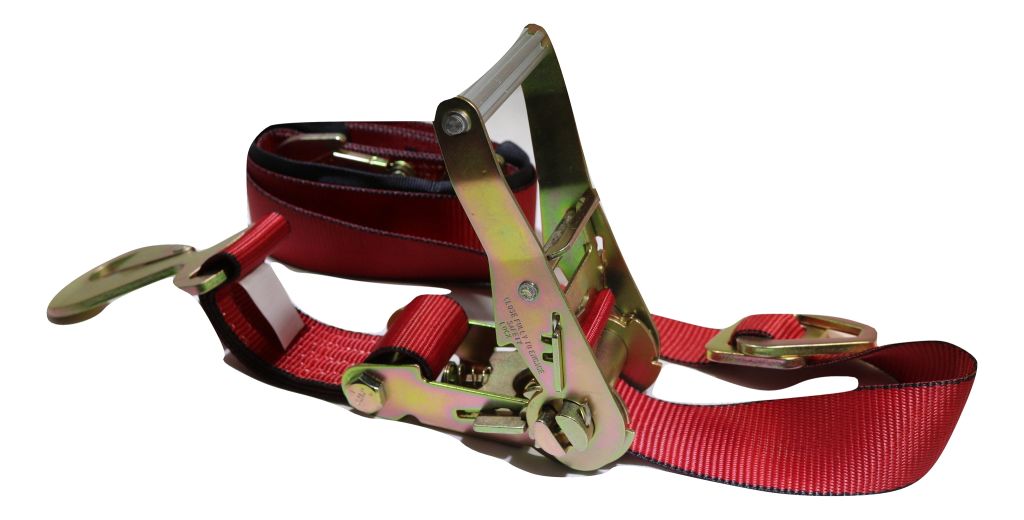 Qty 4 Axle Strap Tie Downs 24" Long & Qty 4 Ratchet Tow Straps Car Haulers, RED - ratchetstrap-com.myshopify.com