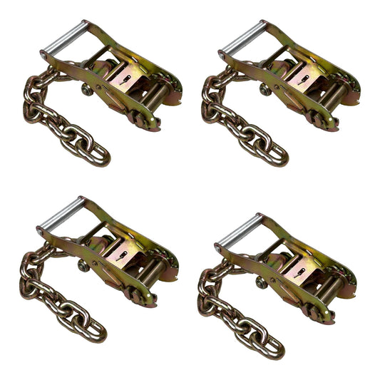 2Inch Standard Wide Handle Ratchet with Chain Tail (4-Pack) — G70 transport chain — GO-TOW.com