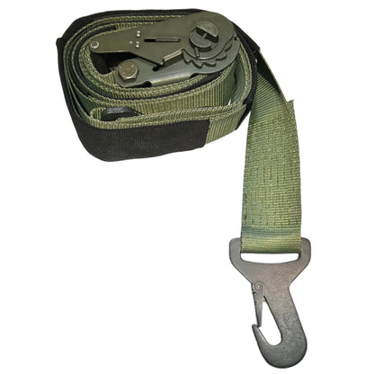 3"x22' Ratchet Strap w/ 2 Snap Hooks & Protective Sleeves