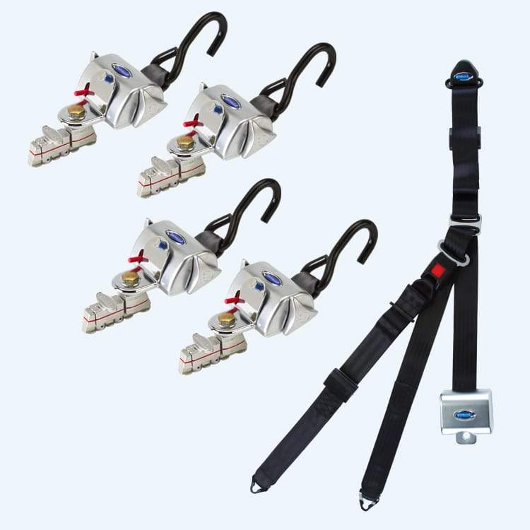 4 QRT Deluxe Retractors L-Track fittings Retractable Lap & Shoulder Belt | Q-8100-A1-L Q'Straint