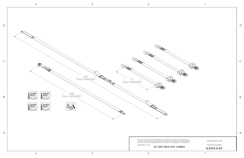 Q'Straint 4 QRT Max Retractors with Slide 'N Click fittings; Manual Lap & Shoulder Belt | Q-8300-A-SC