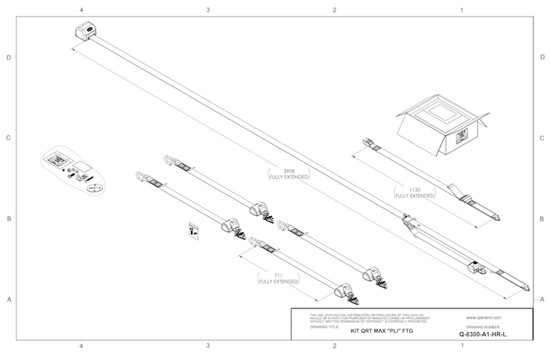 Q'Straint 4 QRT Max Retractors w/ Retractable Shoulder & Lap Belt | Q-8300-A1-HR-L wheelchairstrap.com