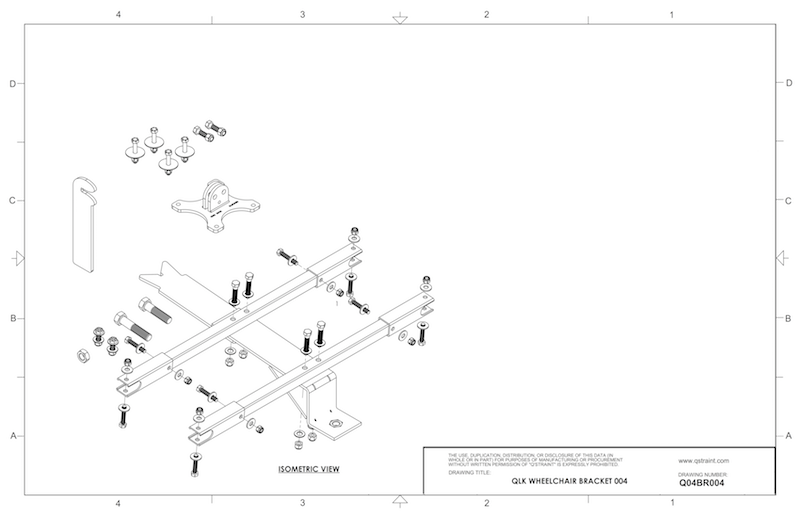 Q04BR004 q'straint qlk wheelchair docking system bracket 