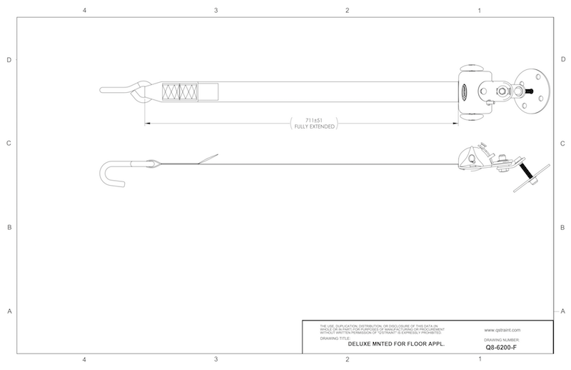 Single QRT Deluxe Retractor Permanent Floor Mount | Q8-6200-F