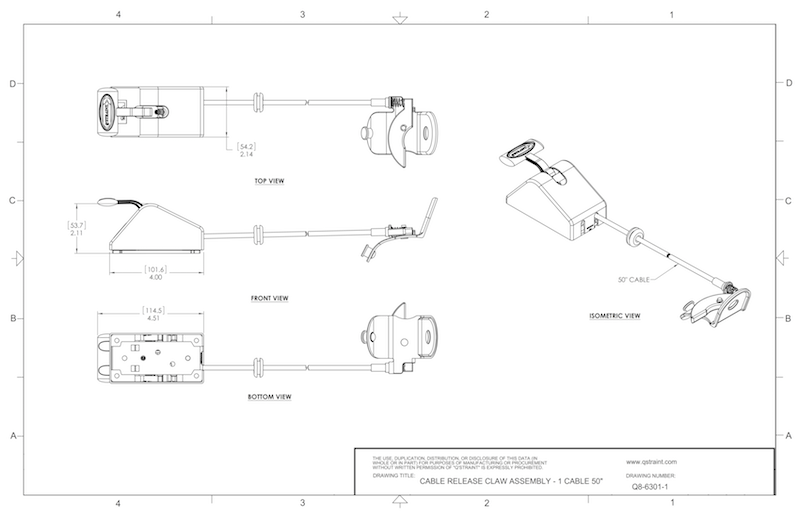 Cable Release Claw Assembly; (1) 50" Cable With Release Handle | Q8-6301-1