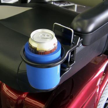 Combination Cell Phone/Drink Holder for Power Wheelchairs | W0014A - WheelchairStrap.com