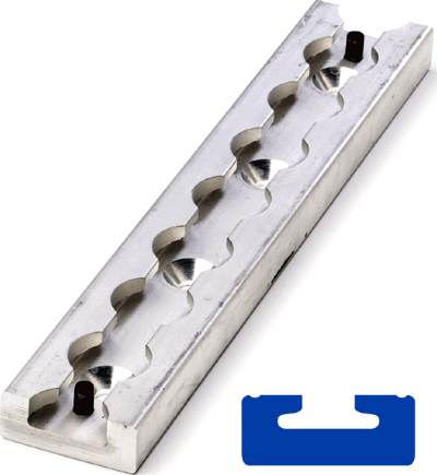 FE200761 | 8" L - Track Section, Non - Flanged, with 1/4" Countersunk Mounting Holes - WheelchairStrap.com