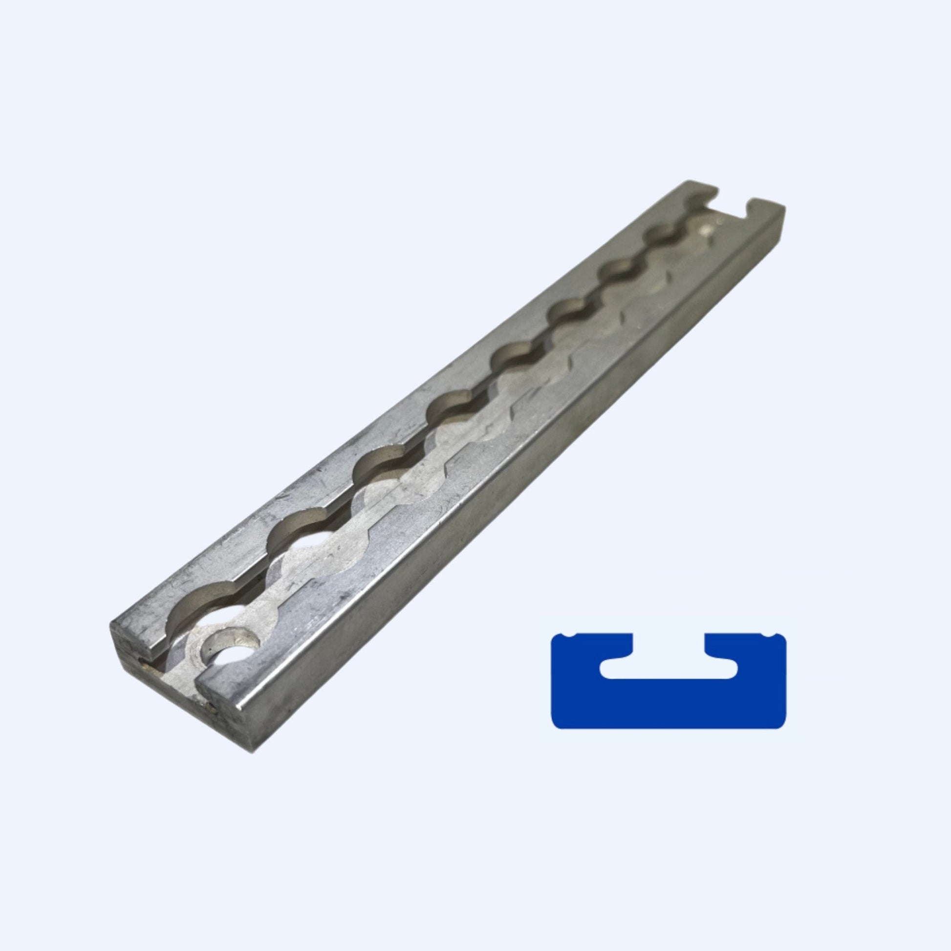 FE200762 | 9" L - Track Section, Non - Flanged, with two 3/8" Mounting Holes - WheelchairStrap.com