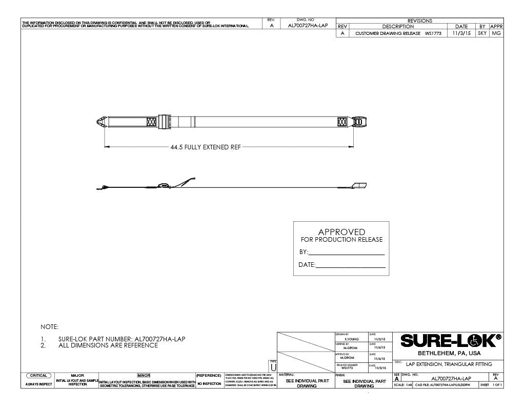 Sure - Lok | AL700727HA - LAP Lap Extension Belt - WheelchairStrap.com