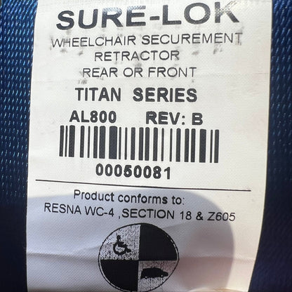 Sure - Lok | AL827S - 4C TITAN800 Retractor Kit J - Hook | L - Track - WheelchairStrap.com