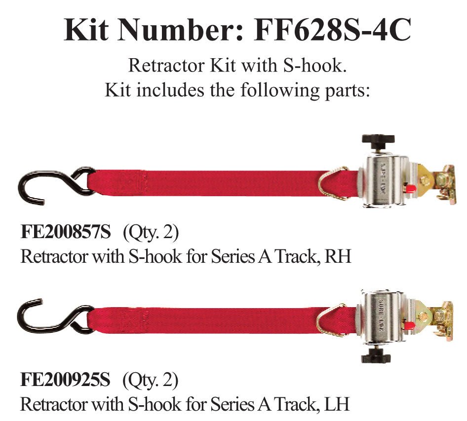 Sure - Lok | FF628S - 4C Retractor Kit with S Hook A Track - WheelchairStrap.com
