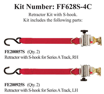 Sure - Lok | FF628S - 4C Retractor Kit with S Hook A Track - WheelchairStrap.com
