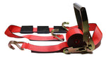 2" x 11 Ft. Red 3-Point Ratchet Strap w/Wire Hooks For Auto Hauling - ratchetstrap-com.myshopify.com