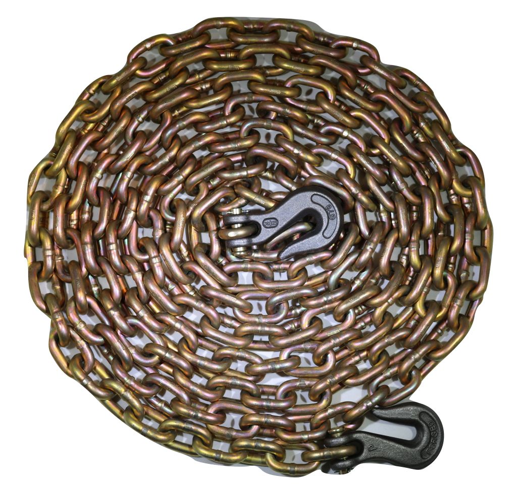 5/16" x 20 ft. Grade 70 Transport Chain w/ Clevis Grab Hooks, Made in USA - ratchetstrap-com.myshopify.com