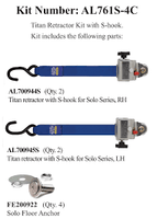 TITAN700 Retractor Kit & Occupant Restraint | Slide & Click | AL761S-4C-SNC - wheelchairstrap.com