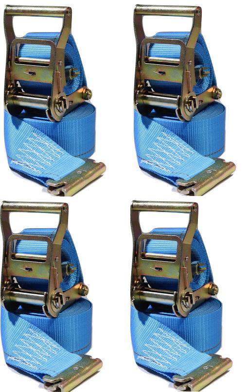 4 Pack 2 in x 20 ft Van Ratchet Strap Logistic E-Track w/ Spring E