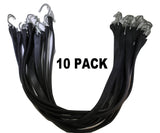 Rubber Tarp Straps w/ Crimped S Hooks | 10 Pack