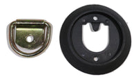 Low Profile, Semi-Recessed Pan Fitting with Black Plastic Trim Collar & D-Ring - ratchetstrap-com.myshopify.com