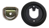 QTY 4 - Low Profile, Semi-Recessed Pan Fitting with Black Plastic Trim Collar & D-Ring - ratchetstrap-com.myshopify.com