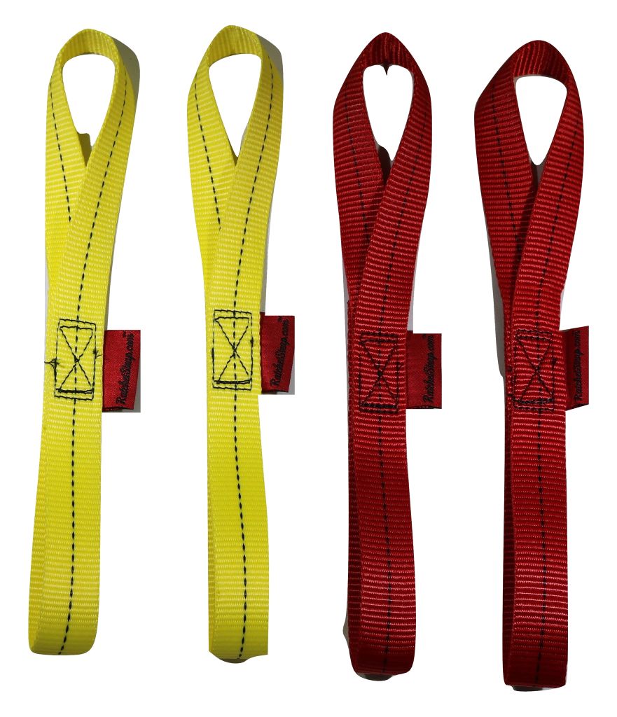 Qty 4 of Soft Tie Loops 12" Length / RED & YELLOW - ratchetstrap-com.myshopify.com