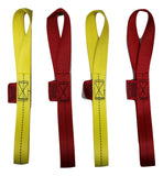 Qty 4 of Soft Tie Loops 12" Length / RED & YELLOW - ratchetstrap-com.myshopify.com