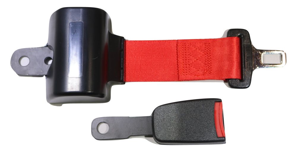 Red Retractable Forklift Replacement Seatbelt w/ Hardware - ratchetstrap-com.myshopify.com